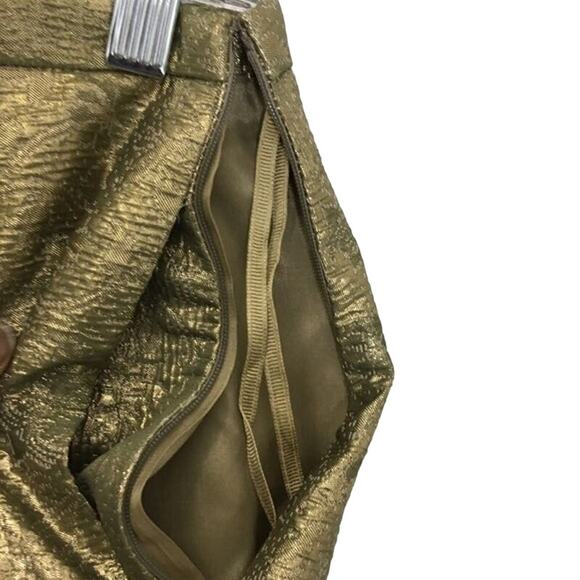 Club Monaco Gold Skirt Mini Pleated Brocade Skater Pockets Lined Side Zip Sz 00 - Picture 5 of 13